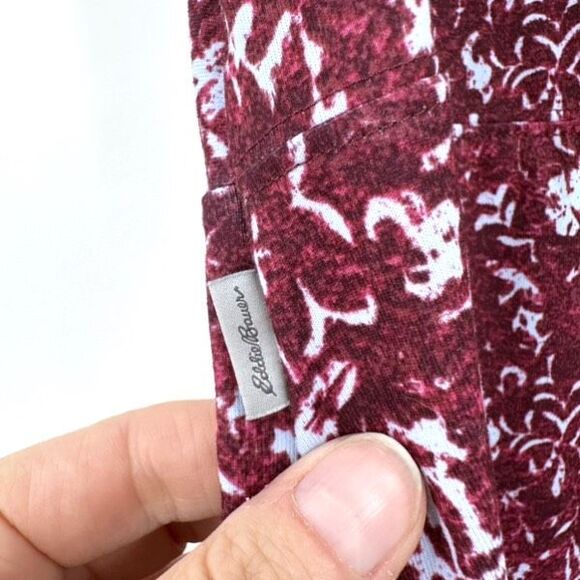 Eddie Bauer Women's Travex Stretch Dress Size L Purple Geometric Knotted Bodice - Picture 4 of 13